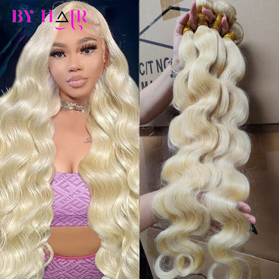 Color Blonde 613 Bundles Peruvian Hair Honey Blonde Body Wave Bundles Raw Human Hair 32 inches Hair Extensions Tuneful Hair 613