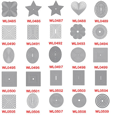 New Layer Frames Metal Cutting Dies for 2025 Scrapbook Rectangle Square Circle Oval Heart Star Background Stencils Card Making