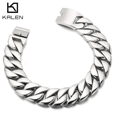 Kalen 20mm/31mm Punk Men's Women's Stainless Steel Necklace Heavy Larger Necklace Curb Cuban Chain Choker Jewelry 40/42cm Length