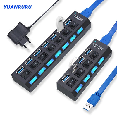 USB Hub 3.0 Hub USB 3 USB 2.0 Multi USB Splitter Power Adapter 4/7 Port Multiple Expander 2.0 with Switch for PC Accesso