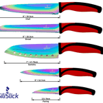 Kitchen Knife Set Kit | Red Handle & Black Magnetic Rack