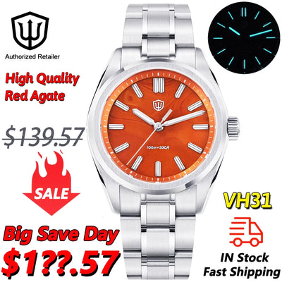 Watchdives WD0003B ‌Aventurine Dial Watch VH31 Quartz Movement Sapphire Crystal Luminous 100m Waterproof 36mm Vintage Watches