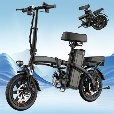 450W Peak Motor 14" Mini Folding Electric Motorcycles E Bike For Adults, 20Mph 19.5Miles 10.4AH Adults Electric Bicycle Ebike