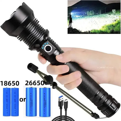 USB Powerful xhp70.2 Flashlight Torch Super Bright Rechargeable Zoom LED Tactical Torch xhp70 18650 or 26650 Battery Cam