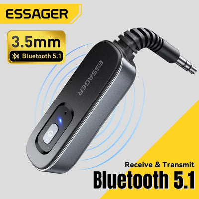 Essager Bluetooth 5.1 Audio Receiver Transmitter 3.5MM 3.5 AUX With Mic Stereo Music Wireless Adapter For  PC TV Car Spe