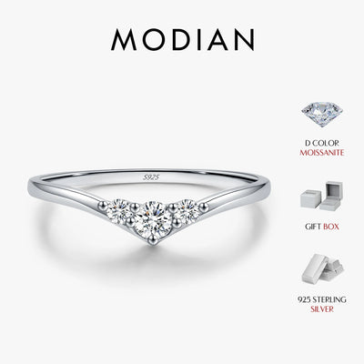 MODIAN Simple Eternity Moissanite Ring 925 Sterling Silver Sparkling Simple Thin Wedding Band Rings For Women Fine Jewel