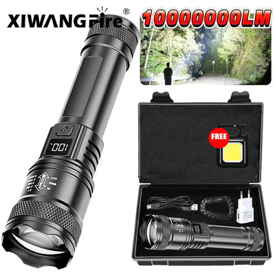 Ultra Bright LED Flashlight 2000LM Type-C Rechargeable Long Range Zoom Tactical Torch Outdoor Emergency Camping Fishing