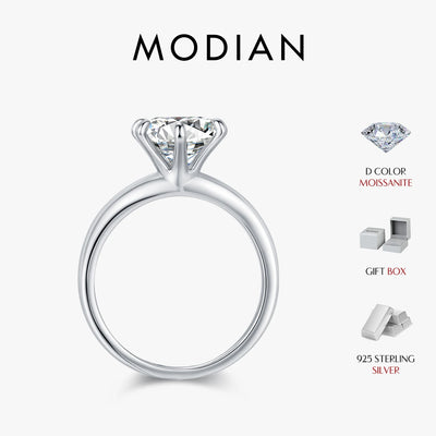 MODIAN 2ct D Color VVS1 Clarity Moissanite 925 Sterling Silver Dazzling Classic Crown Rings For Women Wedding Fine Jewel