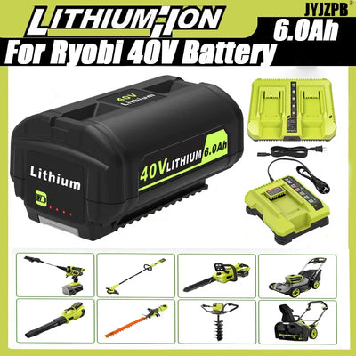 40V 6000mAh Li-ion Battery For Ryobi Leaf Blower Chainsaw 40V OP4040 OP4060 OP4050 Lithium ion Battery  Power Tools Batt