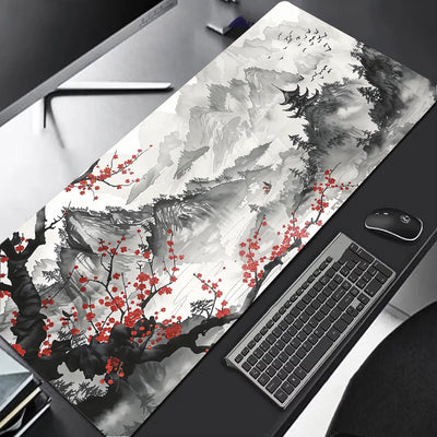 Sakura Scenery Mouse Pad Large Anti-Slip Rubber Gaming MousePad Durable Desk Pad Thick Seam Edge Suitable for Office and