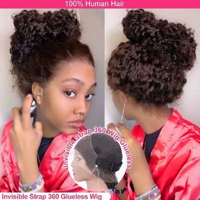 Invisible Strap 360 Full Hd Lace Glueless Wig Chocolate Brown Water Wave 30 Inch Lace Front Wig Human Hair Deep Wave Frontal Wig