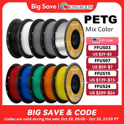 KINGROON PETG 3D Printer Filament 1.75mm 5KG 10KG Mix Color 3D Printing Material 1kg/roll  petg Plastic For FDM 3dprinter