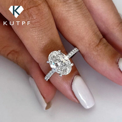 Oval Cut Full Moissanite Engagement Ring for Women  S925 Silver1/2/3/4Carat Hidden Halo Diamond Wedding Rings with Certi