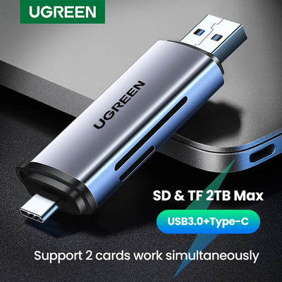 UGREEN Card Reader USB3.0&USB C to SD MicroSD TF Thunderbolt 3 for PC Laptop Accessories Smart Memory Cardreader SD Card