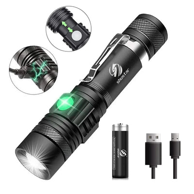 High Power Led Flashlights Zoomable Camping Torch With T6 LED Lamp Beads Waterproof 4 Lighting Modes Multi Function USB