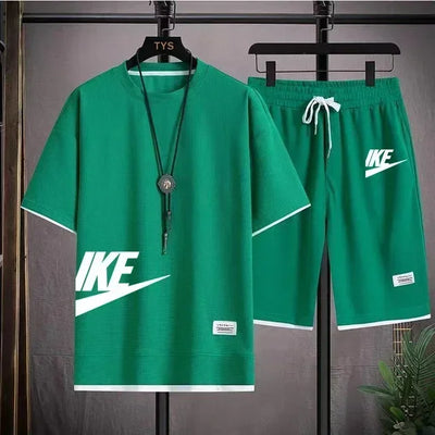 New summer men's casual short-sleeved T-shirt and shorts sportswear set, outdoor men's breathable jogging shorts 2-piece set