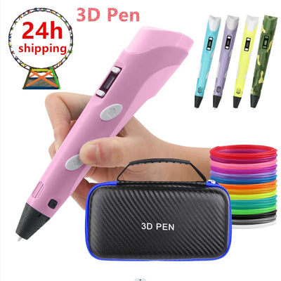 2023 Handwork 3D Pen 3d Printing Pen DIY Drawing Pens PLA Filament Birthday Christmas Gift For Kids Children with Power