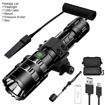 Professional Hunting Tactics Night Reconnaissance LED Flashlight L2 Lamp Beads Waterproof Rechargeable Outdoor Portable