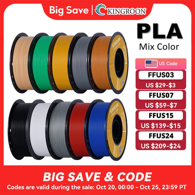 KINGROON PLA Filament 1.75mm 5/10KG pla Plastic For 3D Printer, Standard 1kg/roll 3D Printing Filaments Mix Color Local Shipping