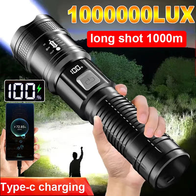Portable Rechargeable LED Flashlights High Power Military Tactical Flashlight Telescopic Zoom Torch Lamp Outdoor Camping