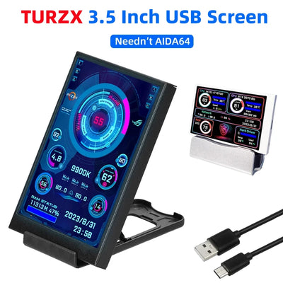3.5 Inch IPS Type C Secondary Screen for Computer CPU GPU RAM HDD Display 320*480 USB LCD Monitor Freely AIDA64 Windows