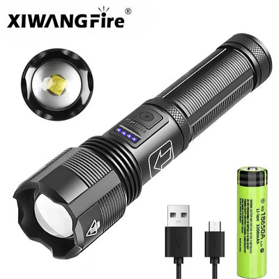 XHP70 Lamp Beads 3000 Lumens Super Bright Flashlight Rechargeable LED Flashlights Powerful Flashlight for Camping Emerge