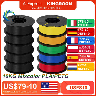 KINGROON 10KG PLA Filament PETG 3d Filament 1.75mm For 3D Printer Filament Bundle Mixed colors FDM Printing Material Fas