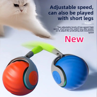 Smart Cats Toy Ball Electric Ball for Cats With Feather Teaser Intelligent Automatic Movement Active Scrolling Pet Toys