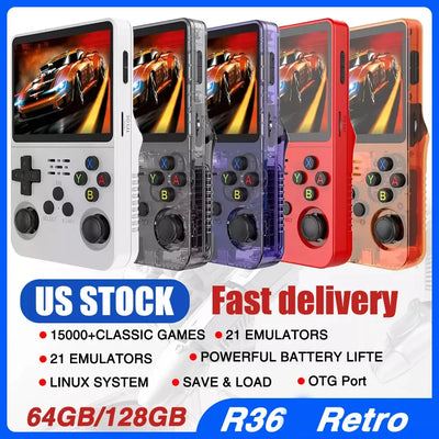 Open Source R36 64G Handheld game console 64G best Games  Linux System 3.5