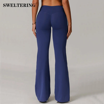 High Waist Wide Leg Pants Leggings Women Tights Fitness Bell-bottoms Yoga Elastic Leggings Push Up Gym Workout Flared Pa