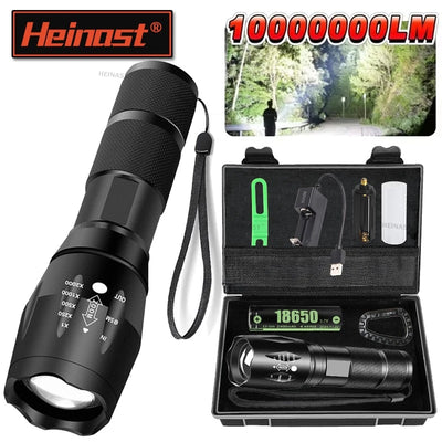 High Power T6 LED Flashlights Camping Torch 5 Light Modes Zoom Light Aluminum Alloys Waterproof Material External 18650