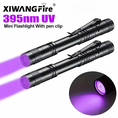 UV Flashlight 395nm Ultraviolet Torch With Pen Clip Portable AAA Batteries Used Violet Light Pet Urine Scorpion Detector