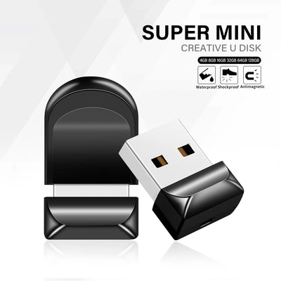 Black Mini Pen Drive 128GB High Speed Memory Stick Pen drive 64GB USB 2.0 Oval Flash Drive Convenient Business Gifts Key