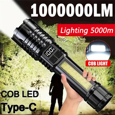High Power Rechargeable Led Flashlight Very Strong Led Flashlight With Built-in Battery Torch For Fishing Hunting Campin