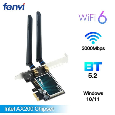2974Mbps WiFi6 AX200 PCIE WiFi Card Adapter Bluetooth5.2 Dual Band 2.4G/5Ghz 802.11AX Wireless Adapter For Pc Desktop Wi