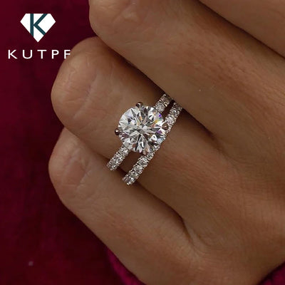 Full Moissanite Bridal Rings Set With  Certificate D Color Diamond Engagement Ring 925 Sterling Silver Wedding Band For