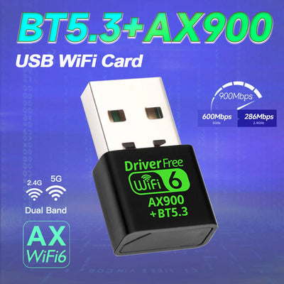 AX900 USB WiFi 6 Bluetooth 5.3 Adapter 2in1 Dongle Dual Band 2.4G&5GHz USB WiFi Network Wireless Wlan Receiver DRIVER FR