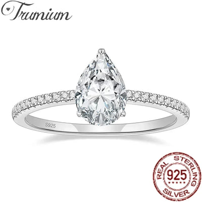 Trumium 2 CT 925 Sterling Silver Engagement Rings Gemstone Cubic Zirconia Wedding Promise Rings for Women Fine Jewelry G