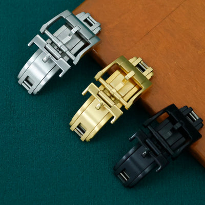 Premium Spring Deployant Clasp For Delug 16mm 18mm Secure Luxury Watch Buckle for Leather Straps Aircraft Grade Stainless Steel