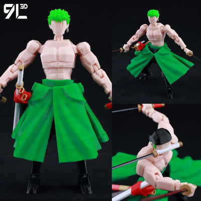 9L 3D Printed Roronoa Zoro One Piece Lucky Dummy 13 Movable Shapeshift Action Figures Mannequin Toys for Anime Lovers