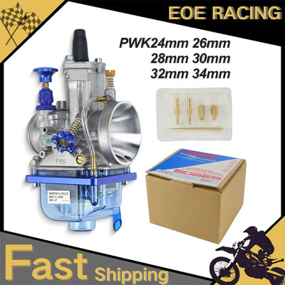 For KEIHIN KOSO OKO PWK 24 26 28 30 32 34mm Blue Bowl 2T 4T Scooter ATV Dirt Bike Universal Racing Carburetor With Power