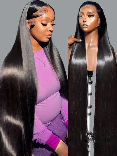 40 46 Inch 200 Density Frontal Wig For Black Women Brazilian Wigs Human Hair 5x5 Bone Straight HD Transparent Lace Front