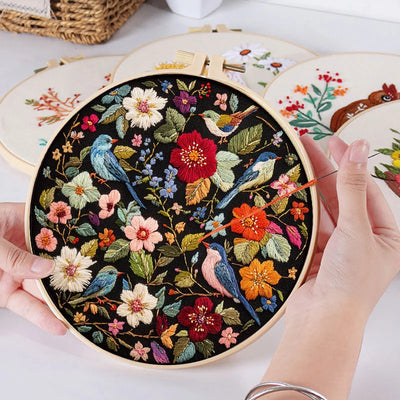 3D Beginner Embroidery Kit with Flower And Bird Pattern Traditional Handicraft Materials Set for Novices