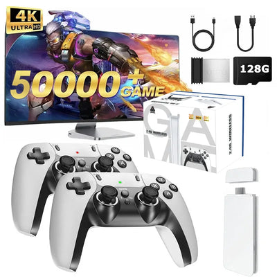 4K TV Game Stick M15 Video Game Console Built-in 40000+/50000 Games 128G Handheld Game Player Wireless Controller Retro