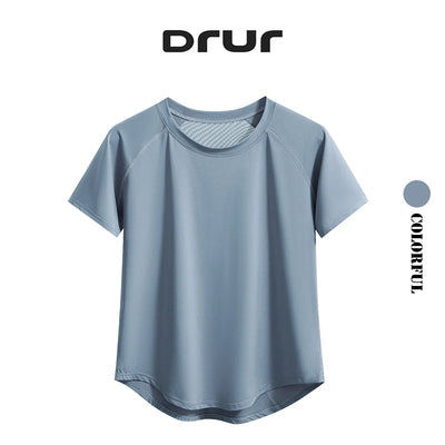 DRUR Yoga Tops Sportswear Woman Gym Shirts Breathable Quick Dry Short Sleeve Workout T Shirt Jogger Running T Shirt Yoga