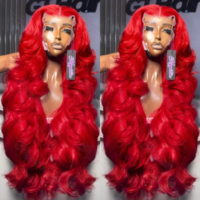 30 40 Inch Hot Red 13x6 Hd Lace Frontal Wigs Human Hair Wig Brazilian Red Colored Body Wave 13x4 Lace Front Wig For Blac