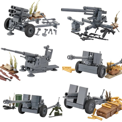 WW2 Germany Military Weapons Building Blocks Army Soldier Figure Anti-tank Gun Cannon Parts MOC Model Bricks Toys For Children ﻿