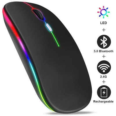 Wireless Mouse RGB Rechargeable Bluetooth Mice Wireless Computer Mause LED Backlit Ergonomic Gaming Mouse for Laptop PC