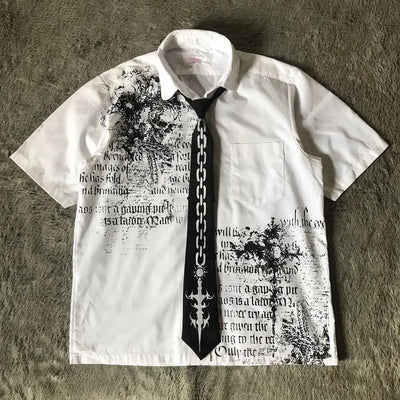 Y2K White Shirt Affliction Retro T Shirt Harajuku Men Skull Holy Writ Letter Printing Tee Fashion Gothic Short Sleeves T