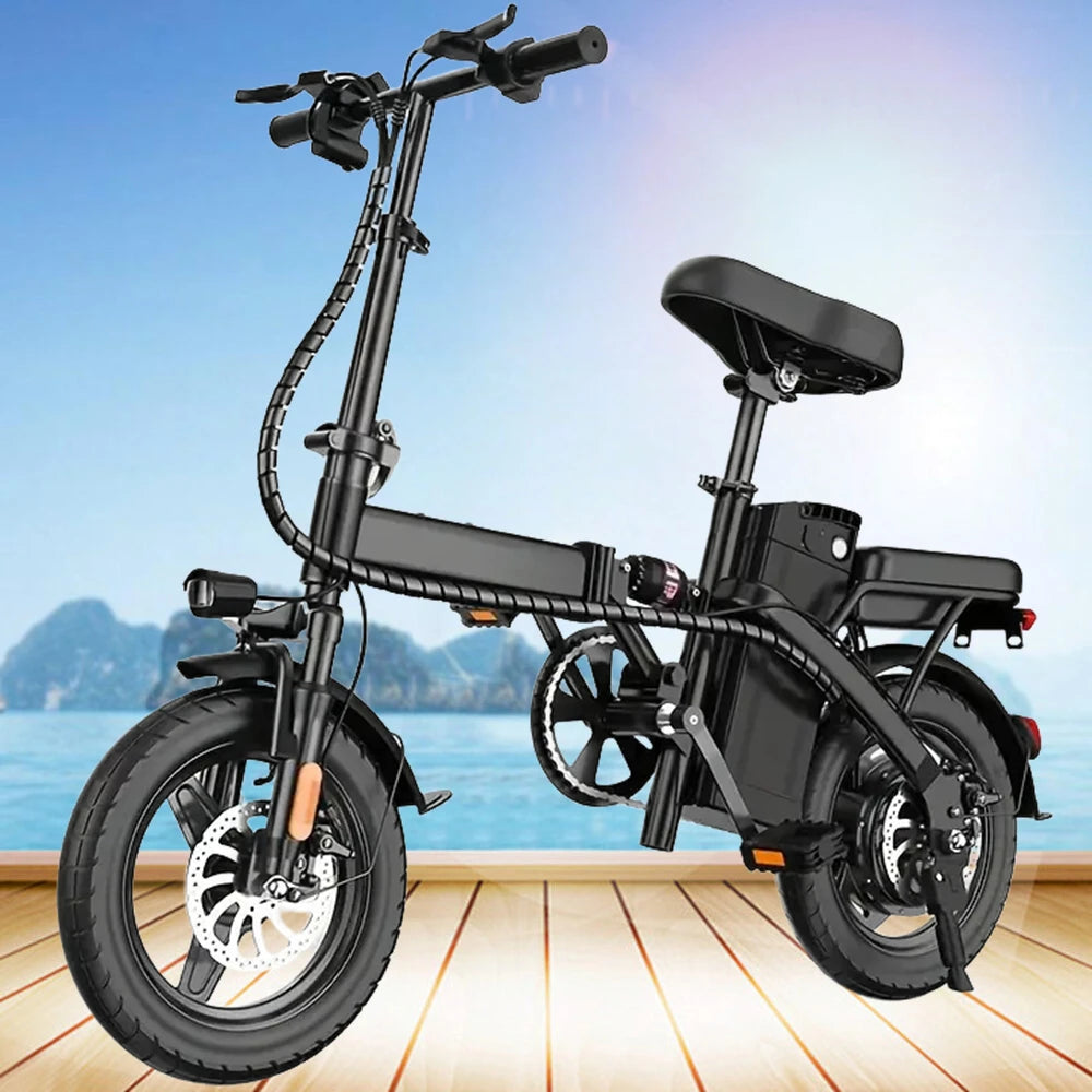 14" Mini Folding Electric Motorcycles E Bike for Adults, 450W Peak Motor Ebike 20Mph 19.5Miles 10.4AH Adults Electric Bicycle